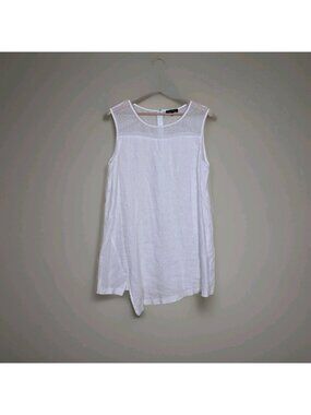 Athena Marie Linen Tunic Top Dress XL White Lagenlook Assymetric Coastal Summer